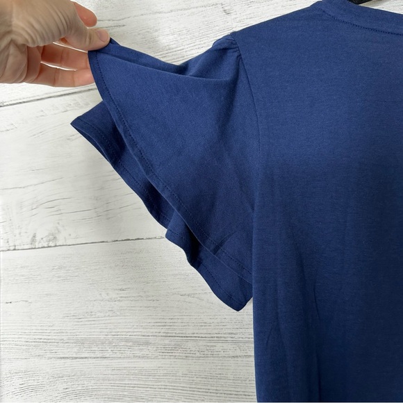 🌈 banana republic NWT navy flutter sleeve t shirt size S - Picture 5 of 6